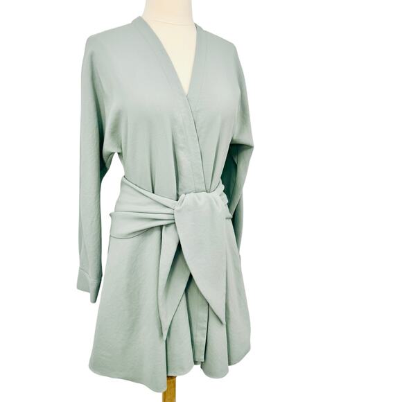 Tibi Womens Chalky Drape Long Sleeve Wrap Mini Dress in Ash Green Size 6 - Picture 7 of 16